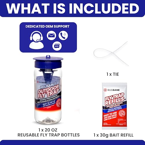 Fly Trap Outdoor Fly Traps for Patio with 2 Non-Toxic Dissolvable Bait Refills. Reusable Hanging Bug Catcher Killer for All Filth Flies for Outside Bug Control Yard Ranch. Hanging Chains Included. - style: 1pack