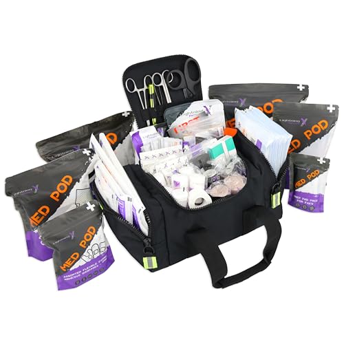 Lightning X Value Compact Medic First Responder EMS/EMT Stocked Trauma Bag w/Basic Fill Kit A - Black - color: Black
