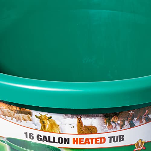 Farm Innovators Heated Water Bucket, 200W Heating Power - 16 Gallon Plastic Bucket with Replaceable Heating Element for Livestock Watering & Feeding | Thermostatically controlled to operate only when necessary, large 16-gallon capacity, anti-chew cord - c