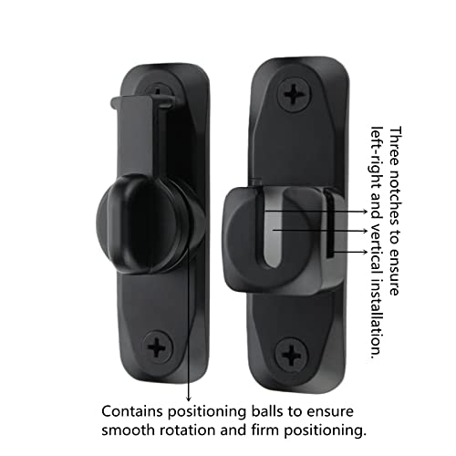 Flip Door Latch Black 180 Degree Heavy Duty Bar Gate Latches Safety Door Lock, Bold Thickened Anti-Rust Update Design (90-180Filp Door Latch)