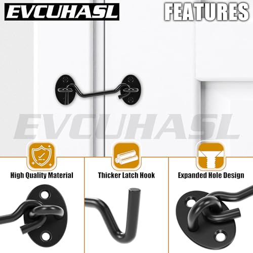 4 Inch Privacy Hook and Eye Latch, Black Iron Barn Door Lock Cabin Hooks, Eye Hook Latch for Gate Shutters Window Slide Barn Shed Cabinet, Sliding Door Lock Eye for Indoor Outdoor, 1 Pack - size: 4 Inch