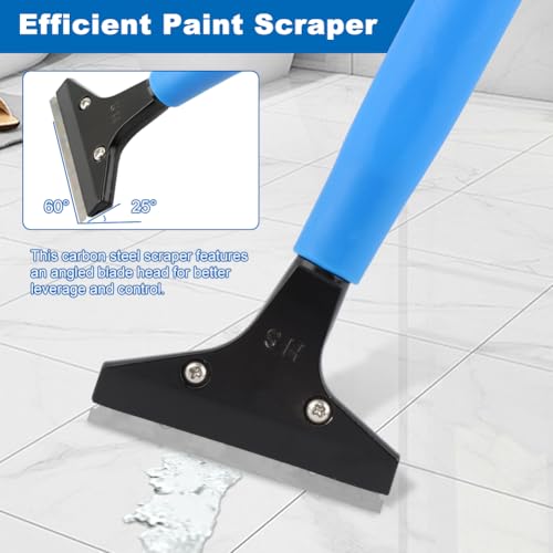 Heavy Duty Floor Scraper, 4" Wide Razor Blade Scraper Tool with 48" Long Handle, 10PCS Extra Metal Blades for Cleaning Wall Glass Floor Paint Gum Stains Stickers Linoleum Stove Top