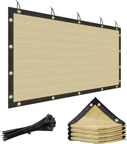 3' x 4' Beige Custom Size Dog Kennel Shade Crate Cover Net 90% Sunblock Tarp with Grommets Outdoor & Fabric Cloth Mesh for Livestock Chicken Pet Run Playpen Cage Roof