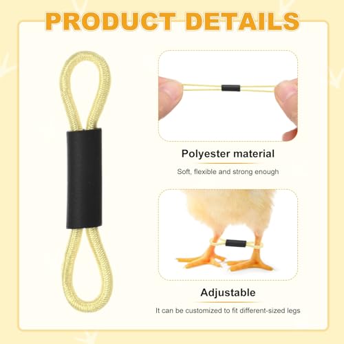 M METERXITY 50-Pack Adjustable Chick Leg Bands, 1.38" x 0.2" Polyester Chicken Leg Brace for Chicks/Ducks/Birds [Light Yellow] Poultry Leg Bands - color: LightYellow