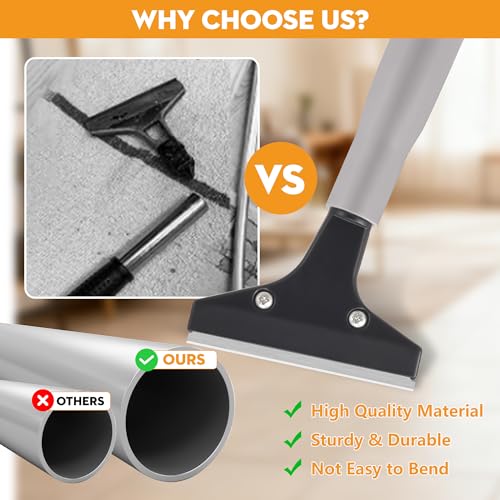 Luvenia Heavy Duty 4-Inch Razor Blade Floor Scraper, 62-Inch Long Handle | 10PCS Extra Metal Blades, Razor Scraper for Cleaning Glass, Floors，Windows, Showers, Tile, Ceilings - size: 62in