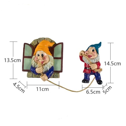 Gnome Statue of a Gnome Climbing a Rope with Glow-in-the-Dark Feature, Wall Decoration (Yellow) - color: Yellow