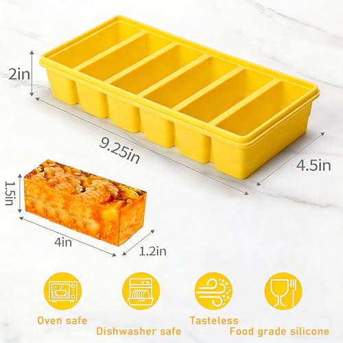 Covered Silicone Freezer Tray, 2-Piece Set Of Silicone Freezer Molds, Used For Preparing And Freezing Various Sauces And Other Dishes, Making 12 Portions Cube (Yellow) - color: Yellow