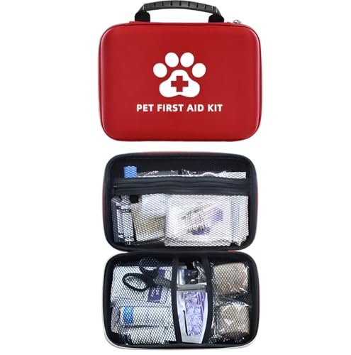 PAWSPLAY Pet First Aid Kit for Dogs & Cats, 101-Piece Emergency Kit with Bandages, Wound Care, Tick Remover, Nail Clipper, Portable Waterproof Travel Kit for Hiking, Camping, Car & Home Safety