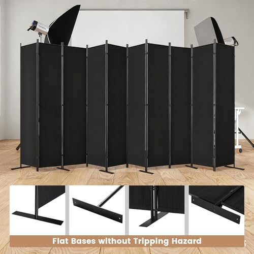 C-Hopetree 10 Panels Room Divider, 6 Ft Tall Indoor Folding Privacy Screen, Portable Partition Separator, Freestanding Separation Temporary Wall for Office, Bedroom, 197" W X 71" H, Black - size: 10-Panel