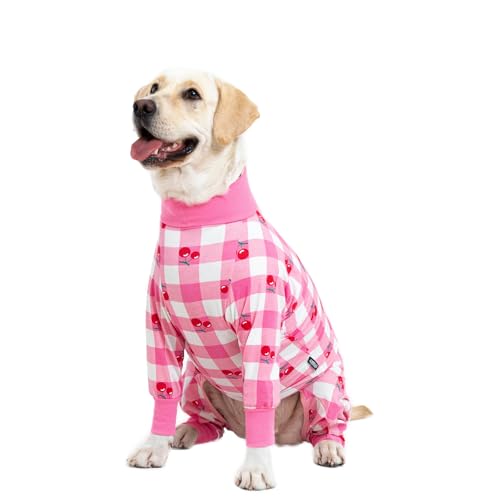 Dog Surgery Recovery Suit Female Male for Dogs After Surgery Medium Large Dogs Onesie Dog Pajamas Pjs Clothes (Pink Plaid, 28 (Chest 26.77 in | Backlength 18.11)) - color: Pink plaid, size: 28 (Chest 26.77 in | Backlength 18.11)