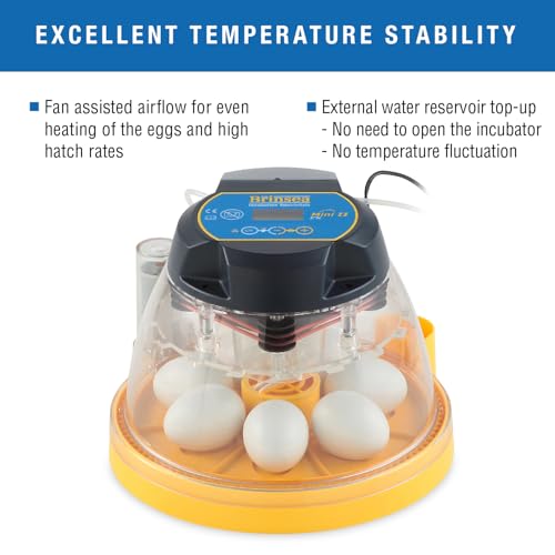 Brinsea Mini II EX Egg Incubator with Automatic Turning & Humidity Control | 50+ years of expertise! Built-in automatic humidity, auto-turn & temp alarms take the guesswork out of hatching 7-12 eggs