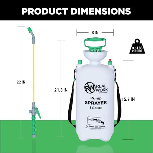 REALWORK 3-Gallon Handheld Tank Sprayer with Carry Handle and Shoulder Strap for Pests & Weeds, Watering Garden, and Spraying Plants, in Translucent White - size: 3 gallon