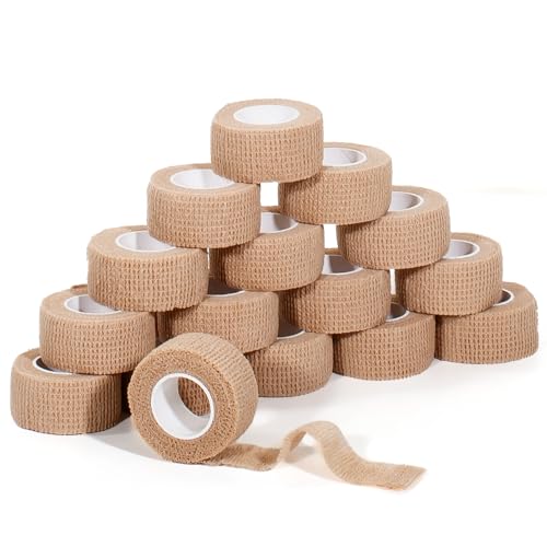 Self Adhesive Bandage Wrap,Bandage Tape,Medical Tape,Vet Tape | Athletic Tape Gauze,for First Aid,Sports, Wrist, Ankle (skin color, 1inch*16rolls) - color: Skin Color, size: 1inch*16rolls