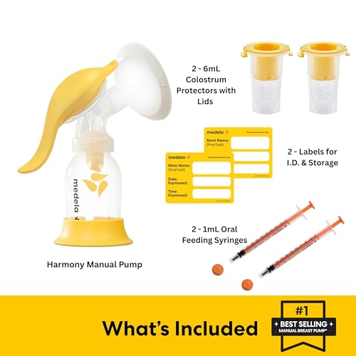 Medela Harmony Manual Breast Pump with Colostrum Collection and Feeding Kit, 4-in-1 Solution, Collect, Store, Feed, and Pump, Includes Colostrum Collectors and Feeding Syringes - style: Harmony Pump & Colostrum Collection Kit