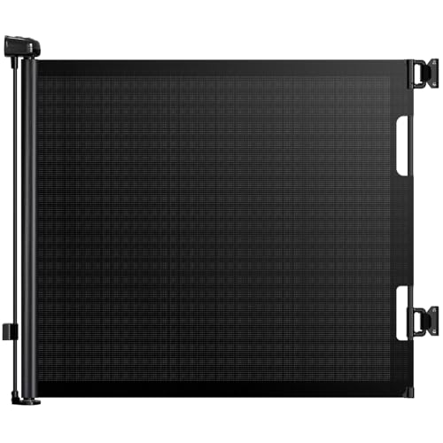 HAMOPY Retractable Baby Gate, 33" Tall, Extends up to 55" Wide, Durable Auto-Lock Baby Gates for Stairs, Mesh Dog Gate and Child Safety Gates for Doorways, Hallways, Indoor, Outdoor(Black) - color: Bk-1