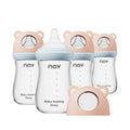 yanyoyo Natural Glass Baby Bottle for Breastfeeding Babies, 8oz Anti-Colic Baby Bottle with Natural Response Nipple(M), Clear, Wide Neck, 4 Pack, 3 Months+ - color: Pink, size: 8 Ounce (Pack of 4)
