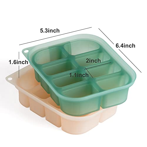 haakaa Silicone Baby Food Freezer Tray with Lid by haakaa - Perfect Storage Container for Homemade Baby Food, Vegetable & Fruit Purees, and Breast Milk, Pea Green - color: Pea Green, size: Large