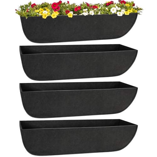 Riare 4 Pack 36 Inch Black Fabric Window Box Liners- Felt Square Trough Planter Basket Liners Replacement, Non-Woven Hanging Flower Plant Box Liner for Outdoor Plants Garden Fence- Avoid Birds Nesting