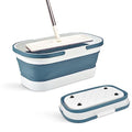 Goderewild Collapsible Plastic Bucket with Wheels 12L (3.17 Gallon) for House Cleaning, Camping, and RV - Multi-Purpose Rectangular Handy Basket for Cleaning Mop - Lightweight and Portable (Blue) - color: 12l-blue