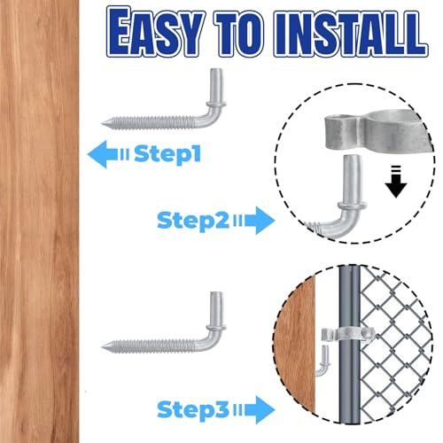 2 Pack Farm Gate Hinge Set, 5/8'' x 2'' Chain Link Female Hinge | 5/8" x 4-1/2" Wood Post Male Lag Screw Hinge Pin, Heavy Duty Fence Frame Gate Post Hinge Hardware for Fence Posts