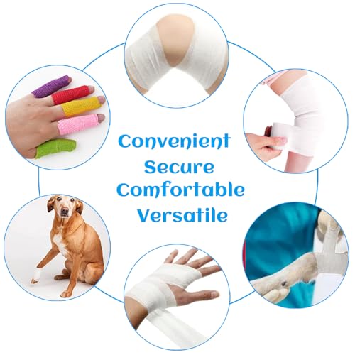 36 Rolls Elastic Self Adhesive Bandage Wrap 2 Inch, Breathable Non Woven Cohesive Bandage, Vet Wrap for Dogs, Ankle Sprains Swelling Self Stick Bandage Wrap, Sports Athletic Tape White - color: 2 Inch-36 Count White