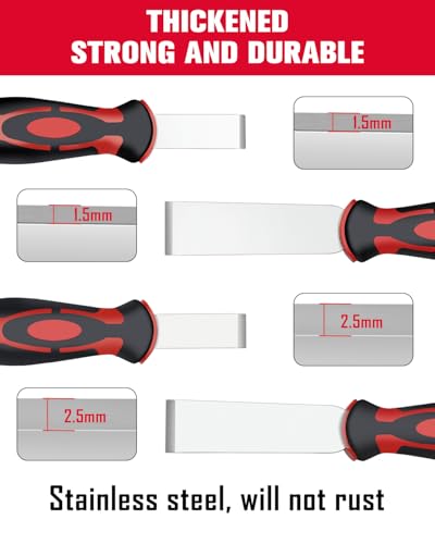 ROTATION 4pc Extra Thick Scraper Set, Putty Knife with Hammer End | Soft Grip, Heavy Duty, Scraper with Hammer End, Stainless Steel Putty Knife - style: 4pc
