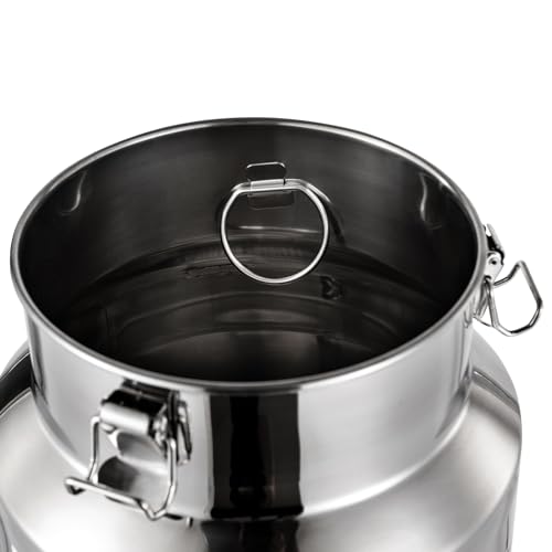 5.28 Gallon Milk Can - 304 Stainless Steel Milk Bucket with Sealed Lid, Milk Transport Barrel with Spigot for Liquid Storage, Ideal for Milk, Wine, and Beverages - size: 5.28 Gallon