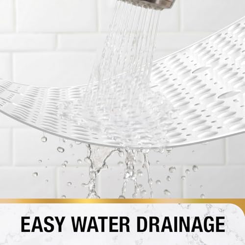 HITSLAM Square Shower Mat 27x27 Inch, Extra Large Non Slip Shower Mats for Inside Shower Stall, Anti Slip Bath Floor Mat with Strong Suction Cups & Drain Holes, Machine Washable, White - color: White