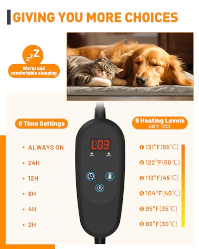 PETNF Pet Heating Pad Temperature Adjustment Anti-bite Puppy with Timer Cat Heating Pad Indoor Waterproof Pet Warming Pad Electric Heated Bed Mat Dog - color: Blue, size: XL: 35.5'' x 23.6''