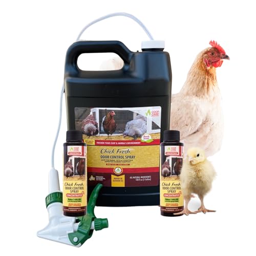 Chick Fresh Odor Eliminator for Backyard Chickens. Makes 1 Gallon of Solution Eliminates Coop, Brooder Odor, Etc. Concentrate w/ 128 oz Empty Sprayer (2 gallons) - size: 2 gallons