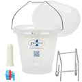 Premier 1 Orphan Calf Milk Feeding Bucket - 2 Gallon | Transparent for milk monitoring. Sloped floor — all liquid consumed. Includes rubber calf teat, teat unit & lid.