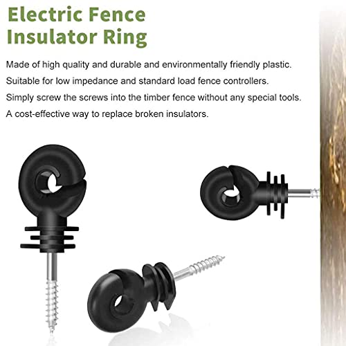 210PCS Upgraded Black Electric Fence Insulators,1 Pc Free Insulator Socket Tool,and 1 Gloves,Screw in Ring Insulators for Farm Animal Fencing(Grid System Accessories for Animal Husbandry Electronic)