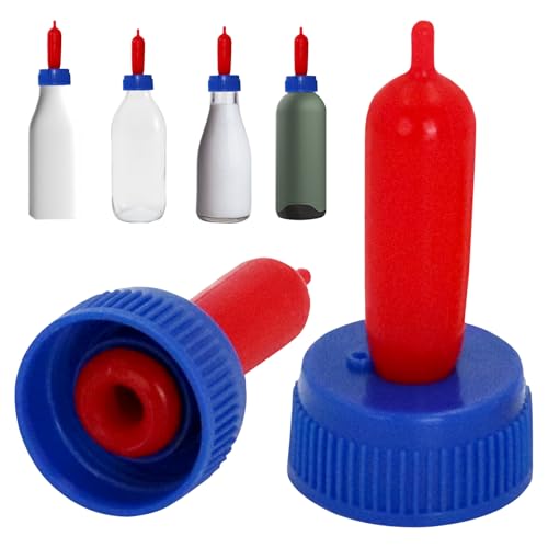 20 Pack Goat Nipples Soft Rubber Animal Milk Feeding Nipple | with Flutter Valve & Vent Leak-Proof Slow Flow Reusable Teat for Lambs Goat Sheep Pup Foal Calf Piglet, Screw On Soda Bottle - color: blue