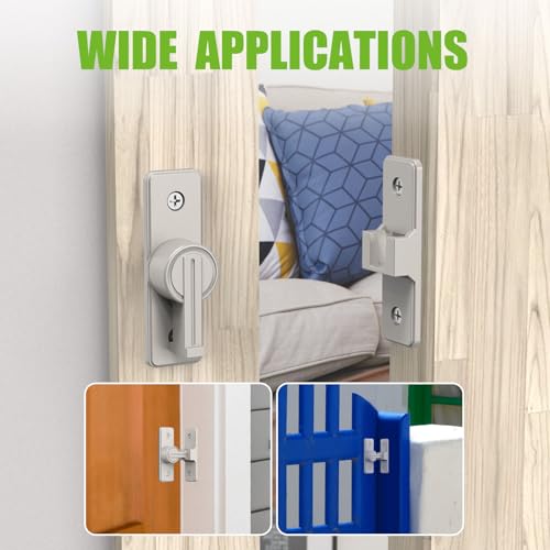 Barn Door Lock Hardware, 90 Degree Flip Latch Privacy Lock, Nickel-2PCS | Heavy Duty Zinc Alloy Sliding Barn Door Latch for Bathroom, Bedroom, Closet, Garage, Shed and Gate - color: Nickel-2PCS