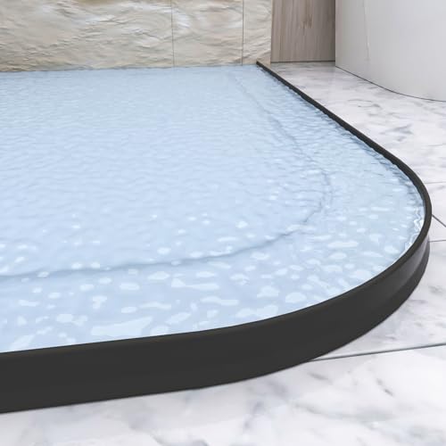 Raycity 3"H Shower Threshold Water Dam, Shower Water Guard, 59 Inch, Black | Silicone Rubber Water Stopper for Walk in Shower, Water Barrier, Prevent Leaks, Suitable for Bathroom, Kitchen - color: Black, style: 59 inch
