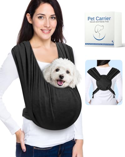 Dog Sling Carrier for Small Pet, Hands Free Front Backpack | Reduces Back & Neck Pain, Adjustable, Soft Cotton, Fit Dogs, Cats, Puppy up to 13 lb,Black - color: Black