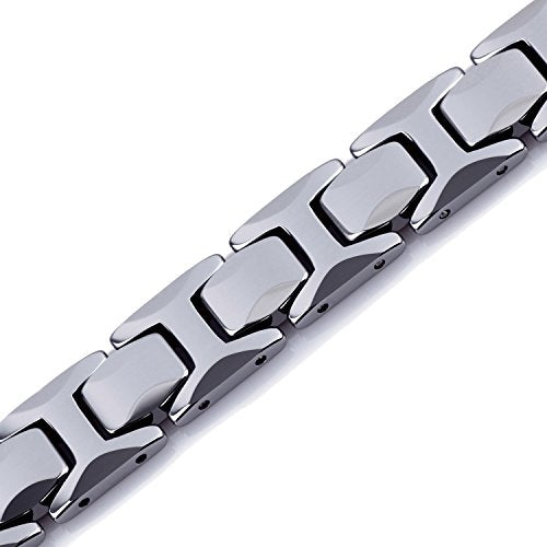 Urban Jewelry Mens Solid Tungsten Pyramid Finish Bracelet Bold Wrist Style | Pyramid Bracelet Solid Tungsten Chip Resistant Finish Everyday Wrist Piece Modern Bracelet Style Classic Chain Look - color: Awesome Link Pyramid Bracelet