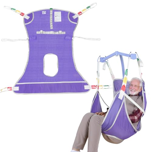 EZ Assistive Patient Lift Sling with Commode - Patient Lifting Slings for Transfer - Medical Full Body Straps for Elderly, Disabled,Nursing,Caregiver - SWL 500 lbs (Large-Purple-1 PC) - size: Large-Purple-1 PC