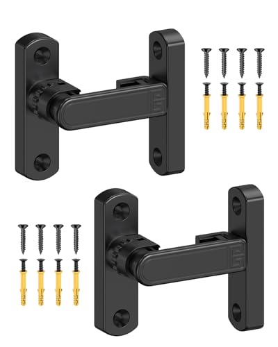 Adjustable Barn Door Locks, 90/180 Degree Gate Latch, Black-2 Pcs | Home Security Sliding Door Latch for Bedroom, Barn, Cabinet, Garden & Fence - color: Black-2 Pcs