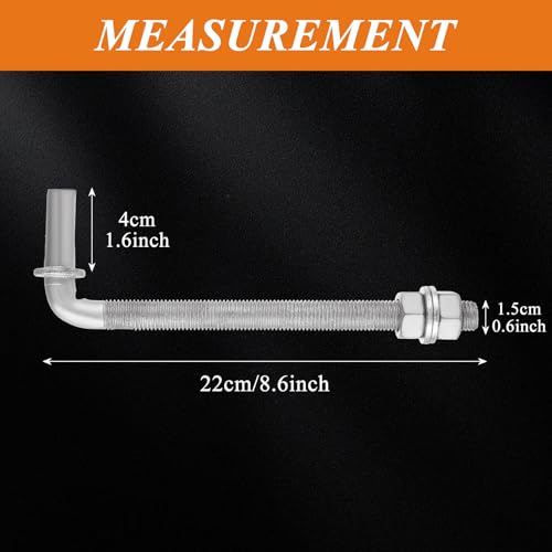 LANIAKEA 4PCS 8" J Bolt Gate Hinge J-Bolt Chain Link Fence Gate Hinge Heavy Duty Threaded Hinges for Cattle Corral Panels - size: 8in