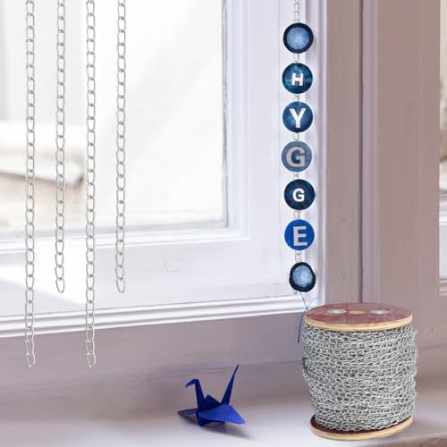 300 ft Galvanized Jack Chain, Light Duty Coil Chain, Metal Hanging Chains Spool for Bird Feeders, Flowerpots, Artworks & DIY Projects (1.4 mm Thick, 22 pounds Capacity) - size: 300 ft 1.4 mm