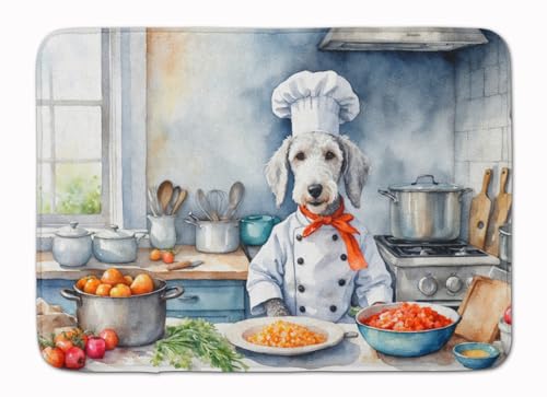 Caroline's Treasures Bedlington Terrier The Chef Memory Foam Kitchen Mat Machine Washable Anti-Fatigue Mat Cushion Comfort Bath Mat or Kitchen Rug - color: Bedlington Terrier 6199