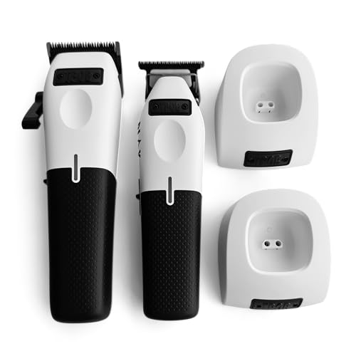 TPOB Play Barber Hair Clippers & Trimmer for Men 7500 RPM with Rubber Grips (White 2 Set) - color: White 2 Set