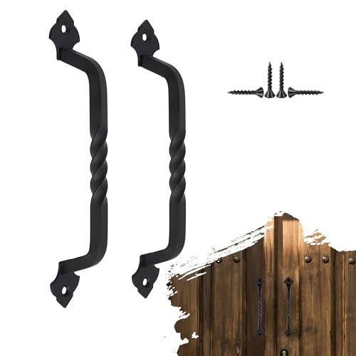 AddGrace 2 Pack Gate Handles for Wooden Gates with Screws 160mm/6 Black | Durable Solid Steel, Matte Coating, Barn Door Handles, for Garden Gate Shed Wooden Fences, Closet, Wardrobes, Drawer, Rustic - color: Black