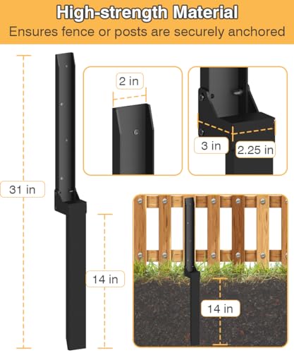 Fence Post Anchor Kit, Heavy Duty Metal Steel Post Repair Kit, Fence Post Anchor Stakes Ground Spike for Repairing Tilted/Broken Wood Post, Metal-Plate Style, 1 Pack - size: Metal-Plate-1