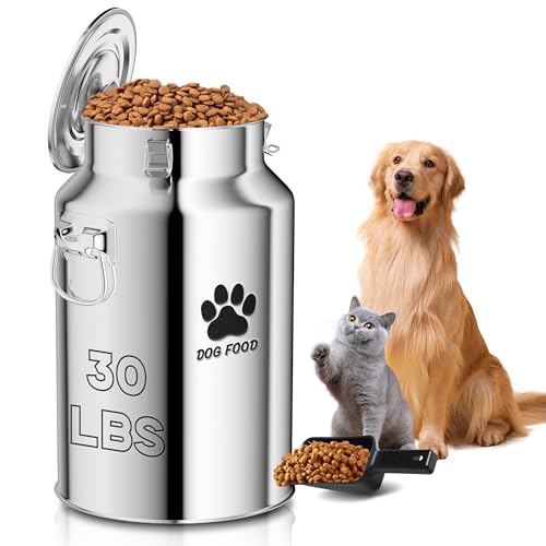 30Lbs Stainless Steel Dog Food Container，Metal Dog Food Storage Container