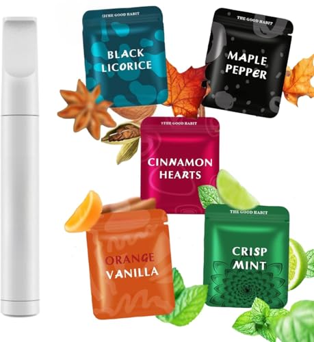 Replace Bad Habit Flavored Air Device with 15pcs Refillable Cores in 5 Flavors, Habit Support Refreshing Device for Stress Relief Sensory Fidget for Adults(White) - color: White-5pc