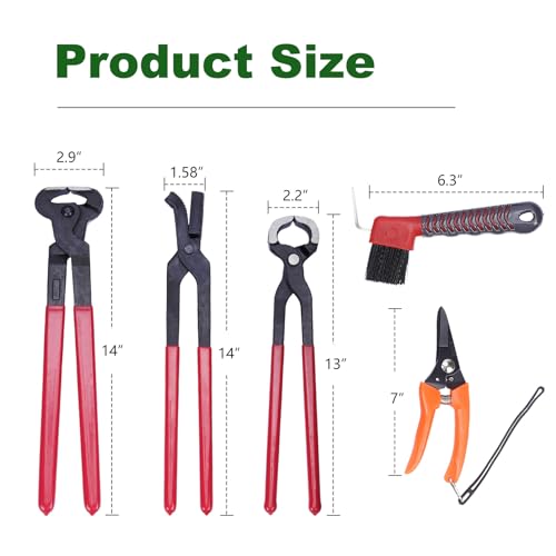 lukar 12PCS Horse Farrier Tools Kit Hoof Trimming Tools with Handbag | Horse Hoof Nipper, Hoof Cutting Pliers, Hoof Nail Clincher, Trimmers Shear, Hoof Hammer, Hoof Knife, Rasp File, Brush, Gloves