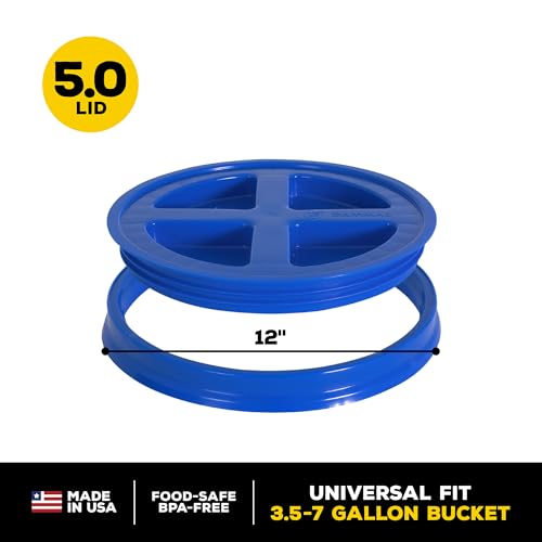 Gamma2 Gamma Seal Lid – Turn your standard utility bucket into an airtight storage container – Fits a 3.5 to 7 Gallon Bucket - Blue, Made in USA - color: Blue, size: Fits 3.5, 5, 6, & 7 Gallon Buckets