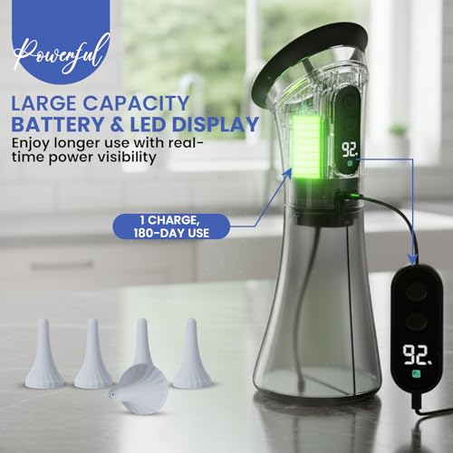 Electric Ear Cleaner - Ear Wax Removal Kit - LED Display - Water Powered Ear Irrigation System - IPX7 Waterproof - Easy to Use